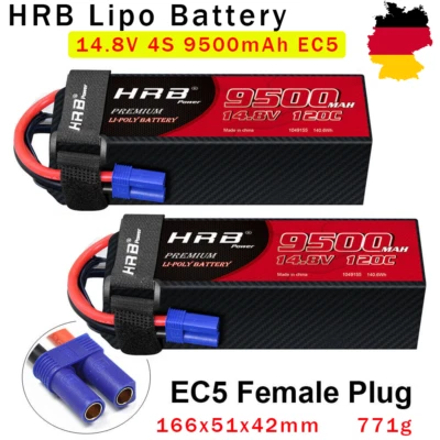 2Stück 4S 14,8V 9500mAh EC5 Lipo Batterie für RC Arrma 8S Kraton Auto LKW Akku - Bild 1 von 4