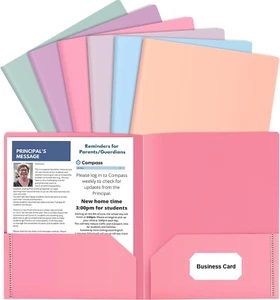 6 Pack Colored File Folders with Pockets and Business Card Holder, Pastel Decora - Picture 1 of 7