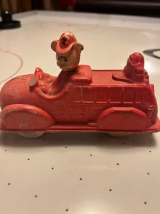 Vintage Sun Rubber Mickey Mouse Fire Department Ladder Truck Toy - Picture 1 of 3
