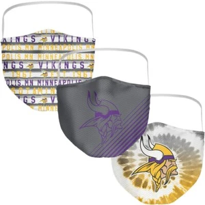 3 Pack Minnesota Vikings Official Licensed NFL Washable Resuable Face Mask Cover - Picture 1 of 6