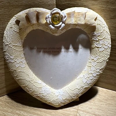 Marfil Noviembre Amarillo Piedra de Nacimiento Cinta Diseño Encaje 5” Marco Corazón San Valentín Foto 1 de 4