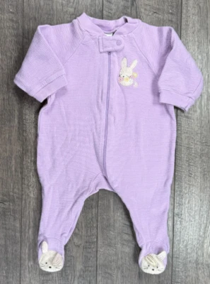 Ropa de bebé niña vintage Carter's 0-3 meses púrpura con patas de conejito conjunto Foto 1 de 3
