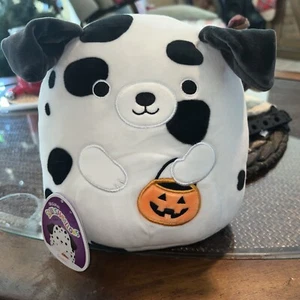 Squishmallows DUSTIN 8 Zoll Plüsch Halloween Dalmatiner Hund Neu mit Etikett Kellytoy Kürbis Punkte - Bild 1 von 6