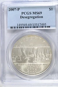 2007 P Desegregation- Little Rock HS -PCGS MS69 Modern Commem Silver Dollar - Picture 1 of 2