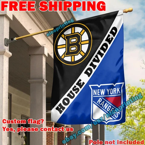 Boston Bruins vs. New York Rangers House Divided Flag Banner 28x40" NHL 2022 Cover