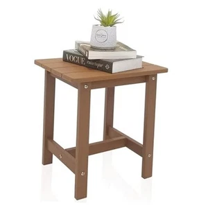 Adirondack Small Patio Table, HDPS Side Table for Pool, Balcony, Porch, Teak - Picture 1 of 8