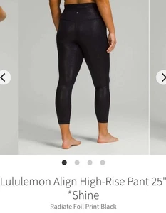 🍋EUC lululemon Align hoch geschnittene Hose 25" strahlender Foliendruck schwarz 16 W5EB4S 118 $ - Bild 1 von 6