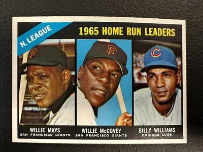 1966 Topps #217 Líderes de jonrones de la Liga Nacional/Willie Mays/Willie McCovey/Billy Williams EX Foto 1 de 2