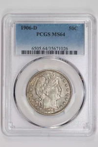 1906-D BARBER HALF DOLLAR PCGS MS64 - Picture 1 of 2