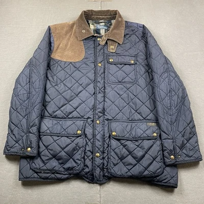 Polo Ralph Lauren Mens XXL Quilted Hunting Shooting Jacket Blue Navy Snap Lined - Image 1 of 4