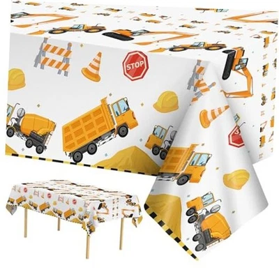 2 Pack Construction Table Cloth - Dump Truck Tablecloth, Plastic Yellow - Image 1 of 4
