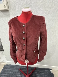 Free People Becky Jacket Xsmall Burgundy Garnet Red Blazer Military Velvet - Picture 1 of 6