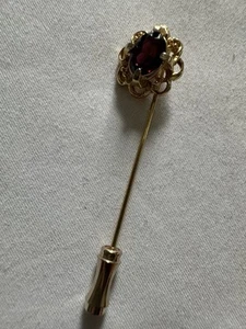 Beautiful vintage Red Purple Tourmaline Stone stick pin B18 - Picture 1 of 4