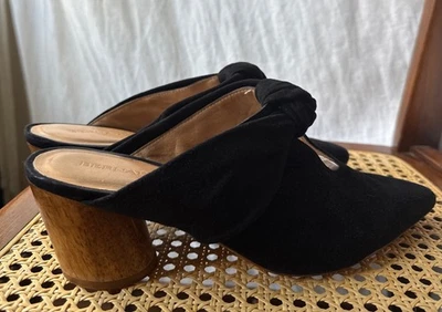 Bernardo Gamuza Anudado Madera Tacón Mula Negro 10 Slip On  Foto 1 de 4