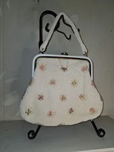 Bolso de mano vintage de los años 50 con cuentas luminosas Corde para damas con flores - Imagen 1 de 9