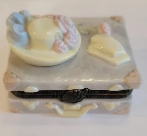 Portagioie porcellana ceramica con cerniera vintage Multicolore -2,5"x2" X 1" - Foto 1 di 6