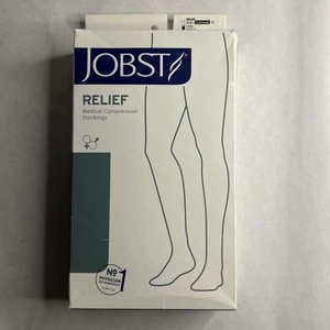 JOBST Relief Silicone Compression Thigh High, 15-20 mmHg Open Toe Beige Open Box - Picture 1 of 5