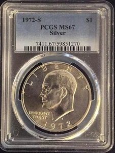 1972-S  $1 MS67 SILVER  DWIGHT D. EISENHOWER PCGS - Picture 1 of 2