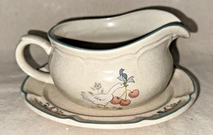 Vintage International Marmelade Gänse 8868 Sauciere mit Unterteller - 3,5" T - Bild 1 von 8