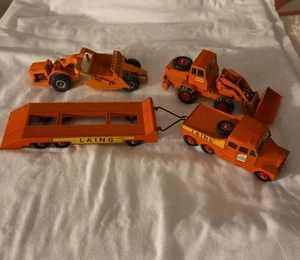 Lesney Lot of 4 Matchbox King  Tractor & Trailer, Scraper, Shovel England VTG - Picture 1 of 16