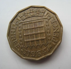 Drei Pence Münze 1964 - Bild 1 von 2