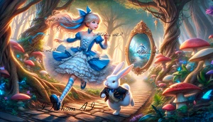 Digital Art Picture Alice Wonderland Oil Painting Style Wallpaper Background Dec - Picture 1 of 1