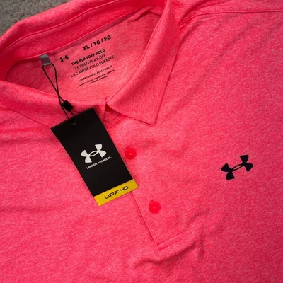 Camisa Polo Under Armour Playoff Para Hombres XL Rosa Jaspeado Calce Suelto Golf Atlética Foto 1 de 4