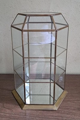 vntg LARGE brass glass CURIO CABINET display case FRANKLIN MINT miniatures XCLNT - Image 1 of 4