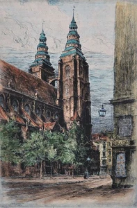 Breslau 1925 - farbige Radierung von Professor Paul Geissler (1881-1965) gerahmt - Bild 1 von 3