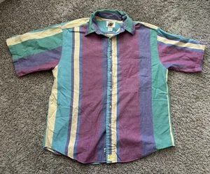 Vintage Field Gear Vertical Striped Shirt Men's Medium 90s Collared Button Down - Picture 1 of 5