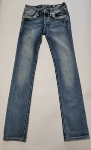 Womens Miss Me skinny Jeans JK71375 Bling Embellishment Light Wash 26x30 - Picture 1 of 12