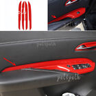 Red Carbon Fiber Inner Door Panel Cover Trim4pcs Fit For Cadillac Xt4 2019-2023
