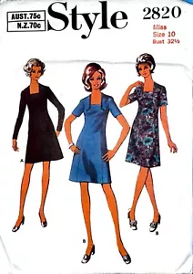 Vintage 1960s Style 2820 Misses Dress Sewing Pattern - Size 10 Bust 32.5 - Facto - Picture 1 of 5
