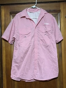 Marley Lilly Pink Button Vented Fishing Shirt Outdoors Blue Short Sleeve S/M EUC - Picture 1 of 11