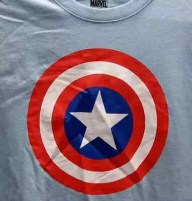 Captain America XS 4-5 Boys Kids Light Blue Shield Logo Muscle Summer Tank Top - Image 1 of 4