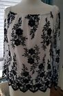 Lipsy Blouse Top Lacy Floral Size 10 Black and white - wedding occasion smart