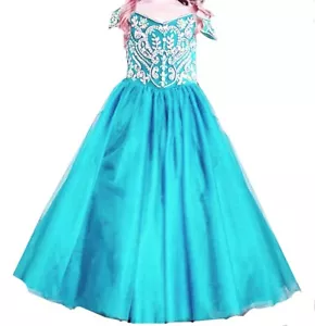 Jenniferwu Girls Tulle Flower Princess Wedding Party Handmade Beaded Dress 9-10T - Picture 1 of 1