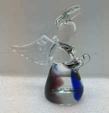 Clear Art Glass Angel With Cobalt Blue & Purple Inside Coloring