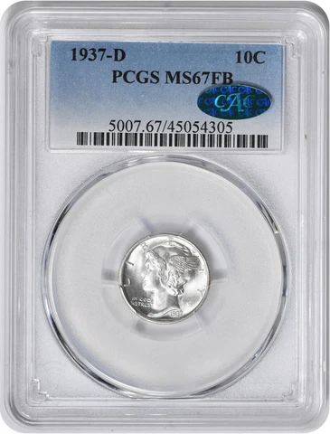 1937-D Mercury Silver Dime MS67FB PCGS (CAC) Cover