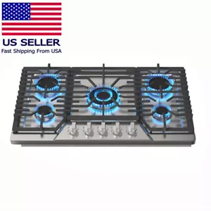 Gas Cooktop 30/36in 5 Power Burners NG/LPG Convertible Thermocouple Protection - Picture 1 of 13