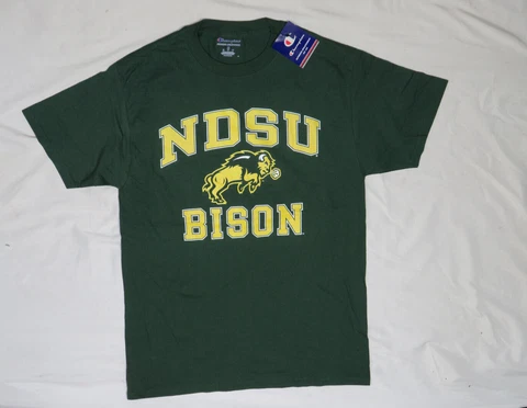 NORTH DAKOTA BISONS MENS SHIRT MEDIUM M GREEN TEE T-SHIRT CHAMPION NDSU NEW NWT Cover