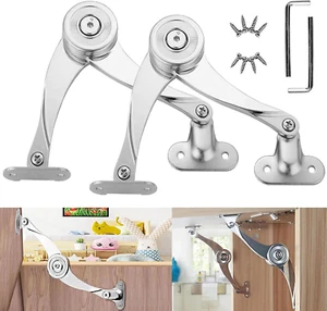 2 Pack Soft Close Lid Support Hinges for Toy Boxes and Cabinets, 40 Lbs Capacity - Picture 1 of 12