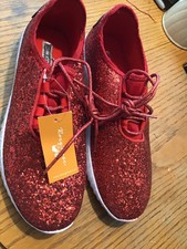 red glitter tennis shoes womens
