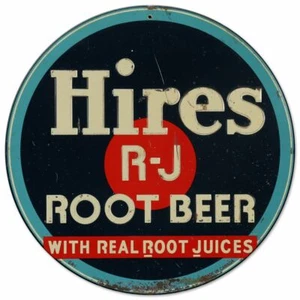 HIRES R-J ROOT BEER CANADA 14" ROUND HEAVY DUTY USA MADE METAL ADVERTISING SIGN - Picture 1 of 1