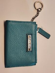 NICE ZIP COIN WALLET- CALVIN KLEIN -Turquoise Faux Leather - Silver Hardware-E/C