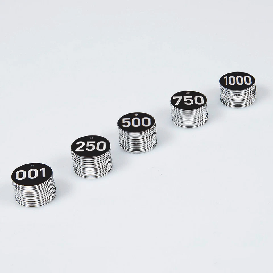 Sellos de árbol de aluminio placas de árbol números de árbol ø 30 mm negro, grabado láser, 100 piezas Foto 1 de 4