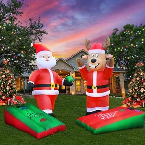 2 * 5FT Christmas Inflatables Cornhole, Santa Claus and Reindeer Play Cornhole B - Picture 1 of 6