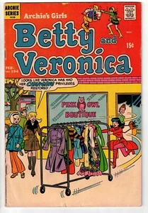 BETTY AND VERONICA #194 1972 DAN DECARLO ART BRONZE AGE COOL! - Picture 1 of 2
