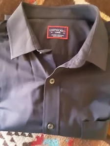UNTUCKit LG Shirt Mens Lg Navy Blue Nylon Casual Button Up Long Sleeve - Picture 1 of 6