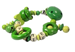 Schnullerkette mit Namen Frosch Junge Mädchen grün Babygeschenk zur Geburt - Bild 1 von 9
